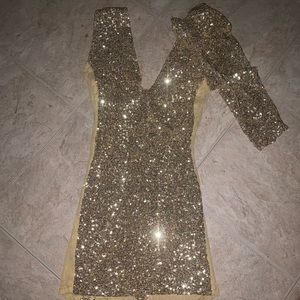 NEVER WORN Custom Made Gold Sequins dress